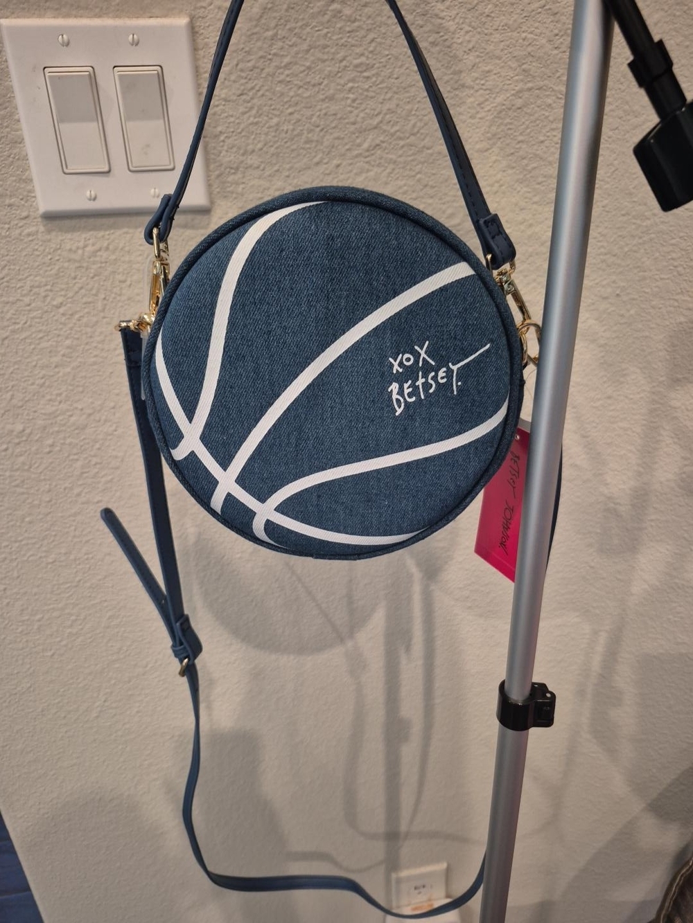 Betsey Johnson Navy Blue Round Basketball Crossbody Bag